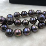 ELEISPL JEWELRY 17" 12-14mm Black Pearl Necklace #501-22