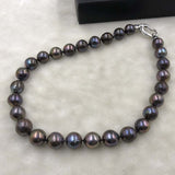 ELEISPL JEWELRY 17" 12-14mm Black Pearl Necklace #501-22