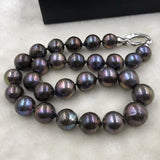 ELEISPL JEWELRY 17" 12-14mm Black Pearl Necklace #501-22