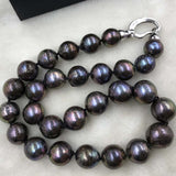 ELEISPL JEWELRY 17" 12-14mm Black Pearl Necklace #501-22