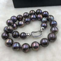 ELEISPL JEWELRY 17" 12-14mm Black Pearl Necklace #501-22