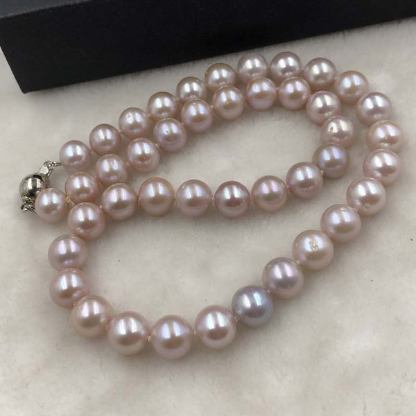 ELEISPL 43cm 9-10 Round Purple Pearls Necklace #502-12