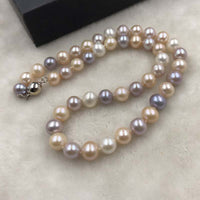 ELEISPL 45CM Natural Multi Color 12-14MM Pearls Necklace Near Round  #502-2