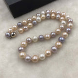 ELEISPL 45CM Natural Multi Color 12-14MM Pearls Necklace Near Round  #502-2