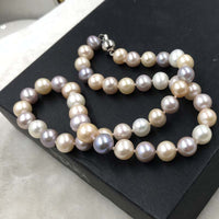 ELEISPL 45CM Natural Multi Color 12-14MM Pearls Necklace Near Round  #502-2