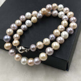 ELEISPL 45CM Natural Multi Color 12-14MM Pearls Necklace Near Round  #502-2