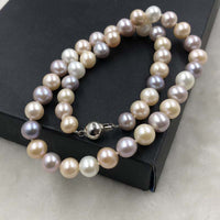 ELEISPL 45CM Natural Multi Color 12-14MM Pearls Necklace Near Round  #502-2