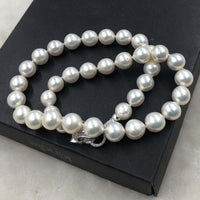 ELEISPL Amazing Clasp Fine 10-11.5mm Round Milky White Pearls Necklace #502-31