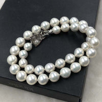 ELEISPL Amazing Clasp Fine 10-11.5mm Round Milky White Pearls Necklace #502-31