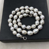 ELEISPL Wholesale 2 Strands 9-11mm White Rice Drop Furrow Pearls Necklace Different Length  #502-33