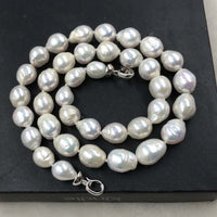 ELEISPL Wholesale 2 Strands 9-11mm White Rice Drop Furrow Pearls Necklace Different Length  #502-33