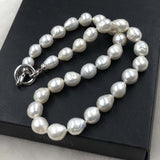 ELEISPL Wholesale 2 Strands 9-11mm White Rice Drop Furrow Pearls Necklace Different Length  #502-33