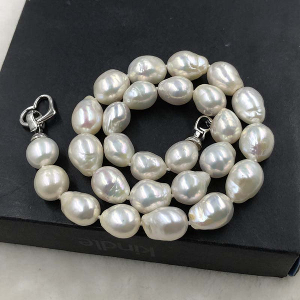 ELEISPL JEWELRY Big Baroque Drop White Pearls Necklace #502-35