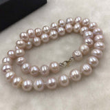 ELEISPL 17inch 10mm Near Bread Shape Light Purple FW Pearls Necklace #502-45-8