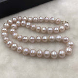 ELEISPL 17inch 10mm Near Bread Shape Light Purple FW Pearls Necklace #502-45-8