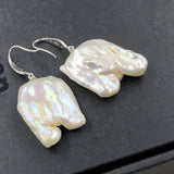 ELEISPL 1 Pair Big 20*26-28mm Rare Pearls Earring Natural Baroque Shape  #508-5-4