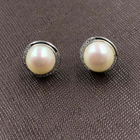 ELEISPL JEWELRY 11-12MM WHITE Pearl Studs earring #508-7-2