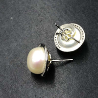 ELEISPL JEWELRY 11-12MM WHITE Pearl Studs earring #508-7-2