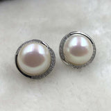 ELEISPL JEWELRY 11-12MM WHITE Pearl Studs earring #508-7-2