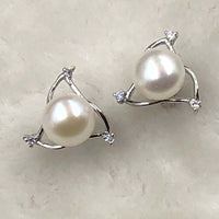 ELEISPL JEWELRY Wholesale 4 Pairs 9-10mm white pink light purple pearls studs earrings #508-7-2