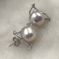 ELEISPL JEWELRY Wholesale 4 Pairs 9-10mm white pink light purple pearls studs earrings #508-7-2