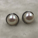 ELEISPL JEWELRY 11-12MM WHITE Pearl Studs earring #508-7-2