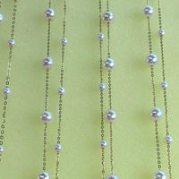 Newly AAA FW Akoya Pearl 2rows G18K Chain necklace star style 3mm 5mm round beads