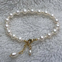 3-6mm White Freshwater Pearl Bracelet Near Round Potato