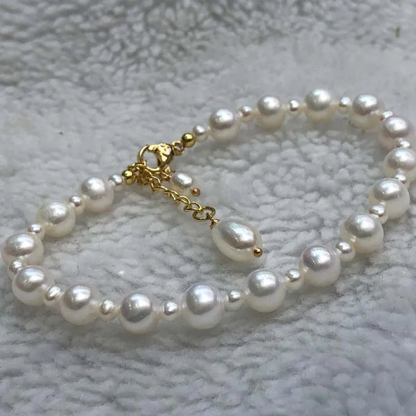 3-6mm White Freshwater Pearl Bracelet Near Round Potato