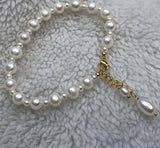 3-6mm White Freshwater Pearl Bracelet Near Round Potato