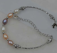 24 Qty fine genuine white pink purple freshwater pearl bracelet rose gold silver plated