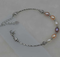 24 Qty fine genuine white pink purple freshwater pearl bracelet rose gold silver plated