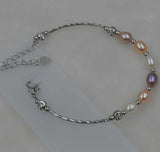 24 Qty fine genuine white pink purple freshwater pearl bracelet rose gold silver plated