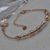 24 Qty fine genuine white pink purple freshwater pearl bracelet rose gold silver plated