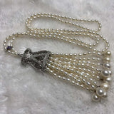 ELEISPL JEWELRY Sweater Long Necklace 85cm +11cm Pendant 4mm Rice Freshwater Pearls #23500-2