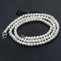 ELEISPLJEWELRY One Strand Fine Small 3-4mm White Near Round Freshwater Pearls  Necklace