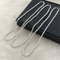 ELEISPLJEWELRY One Strand Fine Small 3-4mm White Near Round Freshwater Pearls  Necklace