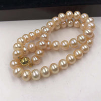 [ELEISPL] AAA 10mm Pink Purple Fresh Water Cultured Pearl Necklace Bread Shape #22010204