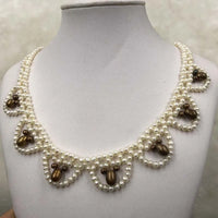 ELEISPLJEWELRY 3-4MM White Freshwater Pearls Choker Necklace #508-4-6