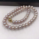 [ELEISPL] AAA 10mm Pink Purple Fresh Water Cultured Pearl Necklace Bread Shape #22010204