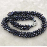 ELEISPL Handcraft Jewelry Genuine Pearls Black 4-5mm lots of Black Beads Necklace #508-8