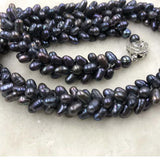 ELEISPL Handcraft Jewelry Genuine Pearls Black 4-5mm lots of Black Beads Necklace #508-8