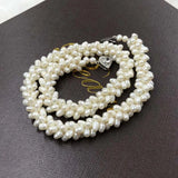 ELEISPL Handcraft Jewelry Genuine Pearls Black 4-5mm lots of white Beads Necklace Heart clasp #508-8