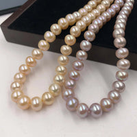 [ELEISPL] AAA 10mm Pink Purple Fresh Water Cultured Pearl Necklace Bread Shape #22010204