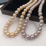 [ELEISPL] AAA 10mm Pink Purple Fresh Water Cultured Pearl Necklace Bread Shape #22010204