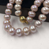 [ELEISPL] AAA 10mm Pink Purple Fresh Water Cultured Pearl Necklace Bread Shape #22010204