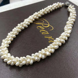 ELEISPL Handcraft Jewelry Genuine Pearls Black 4-5mm lots of white Beads Necklace Heart clasp #508-8