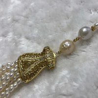 ELEISPL JEWELRY Sweater Long Necklace 60cm +15cm Pendant 4mm Rice Freshwater Pearls #23500-2