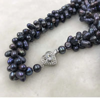 ELEISPL Handcraft Jewelry Genuine Pearls Black 4-5mm lots of Black Beads Necklace #508-8