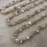 ELEISPLJEWELRY Wholesale 3 PCS Multi 6-7mm Baraoque Cultured Pearls Necklace #508-6-3